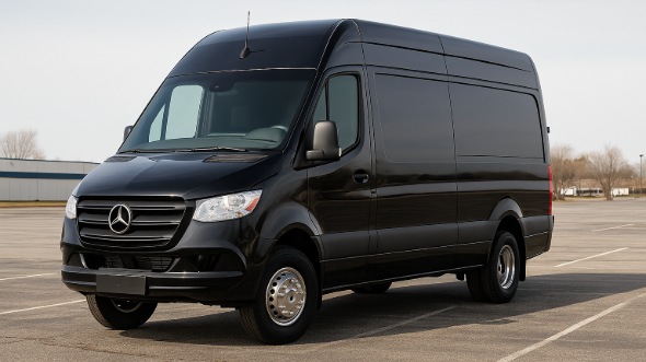 Exterior of Charter Bus Company Dubuque's 14 Passenger Sprinter Limousine in Dubuque