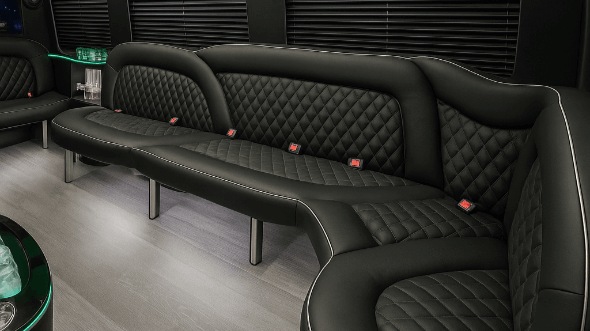 Interior of Charter Bus Company Waterloo's 15 Passenger Party Bus in Waterloo