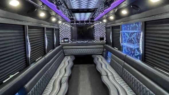 Interior of Charter Bus Company Davenport's 25 Passenger Party Bus in Davenport