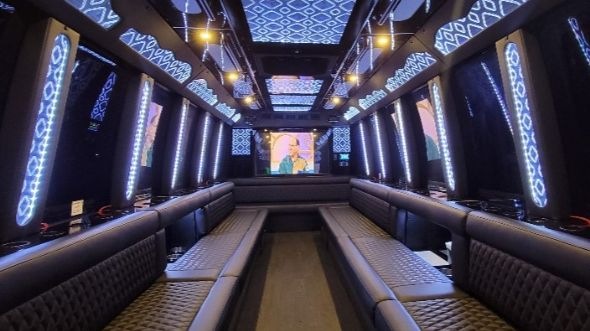 Interior of Charter Bus Company Davenport's 28 Passenger Party Bus in Davenport