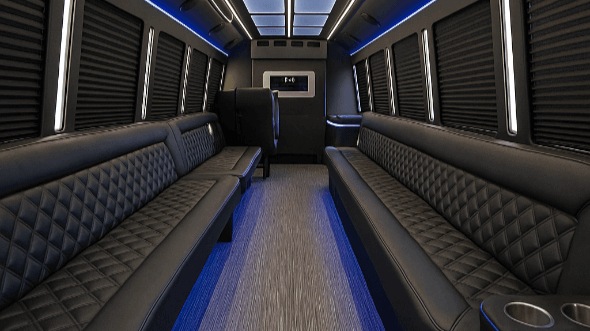 Interior of Charter Bus Company Kansas City's 28 Passenger Party Bus in Kansas City