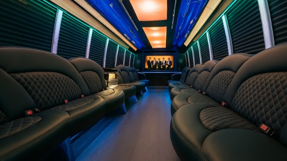 Interior of Charter Bus Company Ankeny's 30 Passenger Party Bus in Ankeny