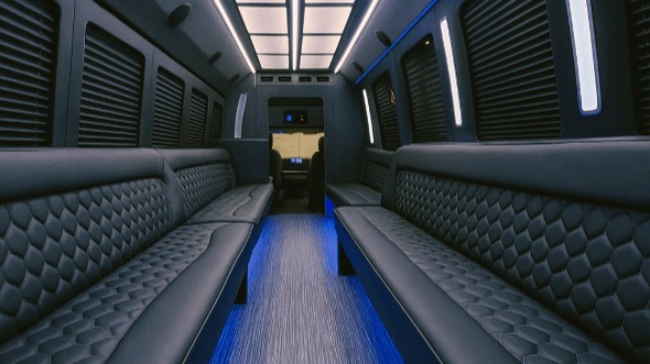 Interior of Des Moines Party Bus Company's 30 Passenger Party Bus in Des Moines
