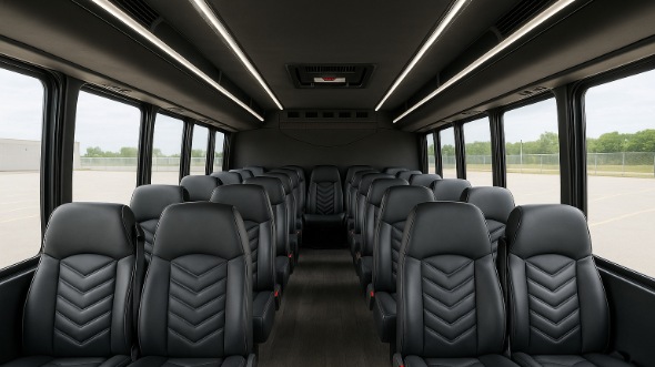 Interior of Charter Bus Company Des Moines's 35 Passenger Minibus in Des Moines