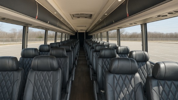 Interior of Charter Bus Company Des Moines's 40 Passenger Charter Bus in Des Moines
