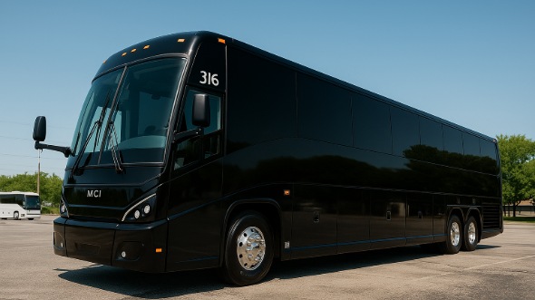 Exterior of Charter Bus Company Council Bluffs's 40 Passenger Party Bus in Council Bluffs