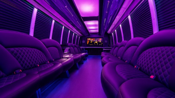 Interior of Des Moines Party Bus Company's 40 Passenger Party Bus in Des Moines