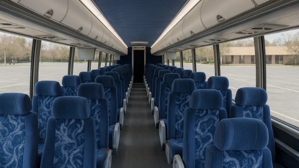 Interior of Charter Bus Company Des Moines's 45 Passenger Charter Bus in Des Moines