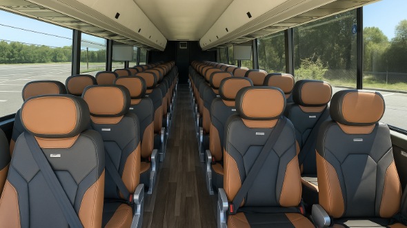 Interior of Charter Bus Company Des Moines's ADA Charter Bus in Des Moines